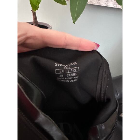 Zara Lug Moto Combat Black Ankle Boots with Chunky Sole - Picture 5 of 7